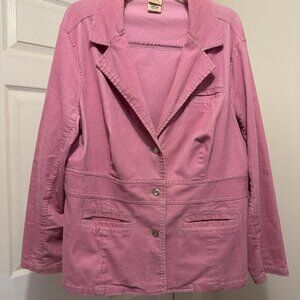 Faded Glory Pink Corduroy Rhinestone Button Blazer Size 18W/20W
